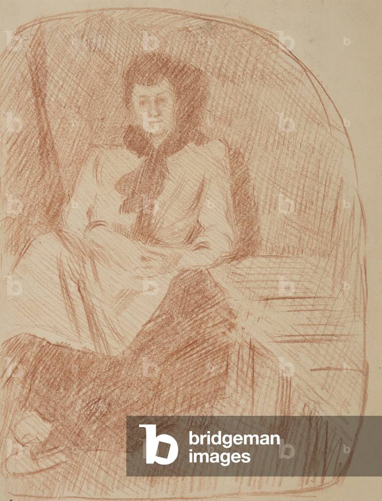 Candle-lit seated woman, c.1895 (red chalk on paper)