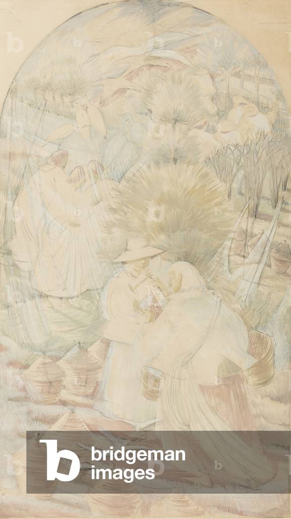 Study related to the 1934 Rome Scholarship subject 'Music', c.1934 (pencil, watercolour & gouache on paper)