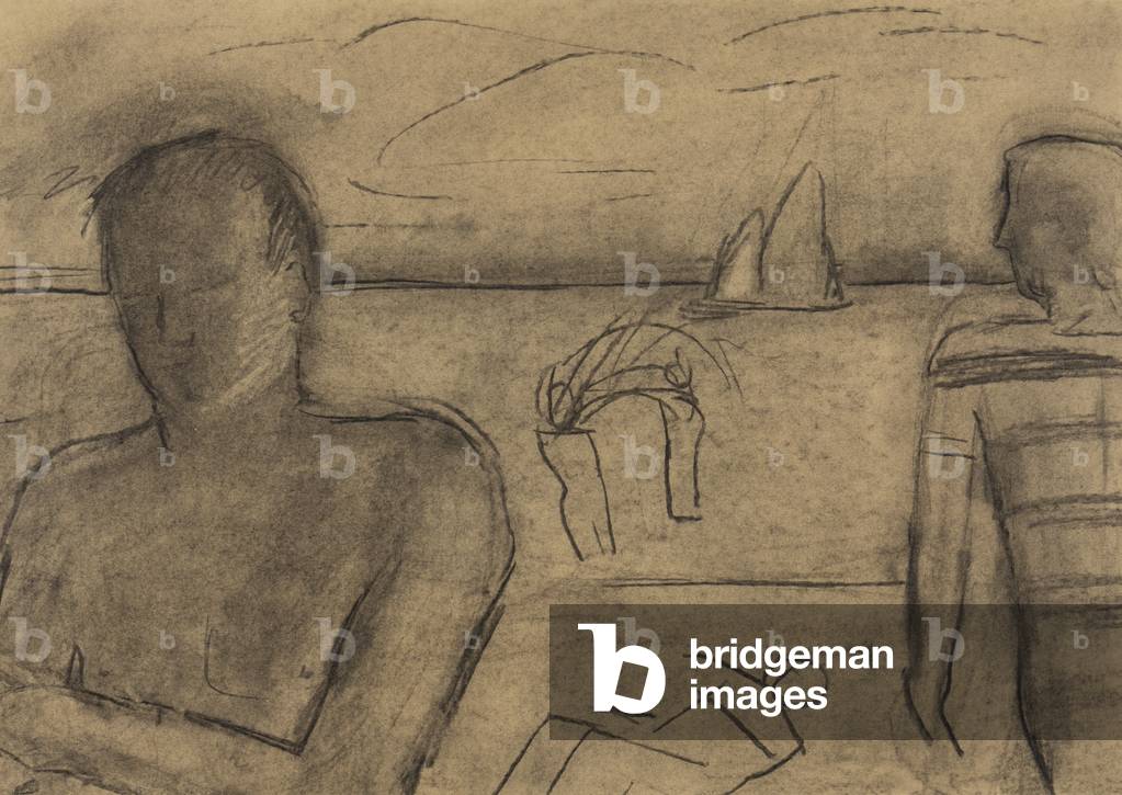 Beach Afternoon, Monte Argentario, 1990 (charcoal on paper)