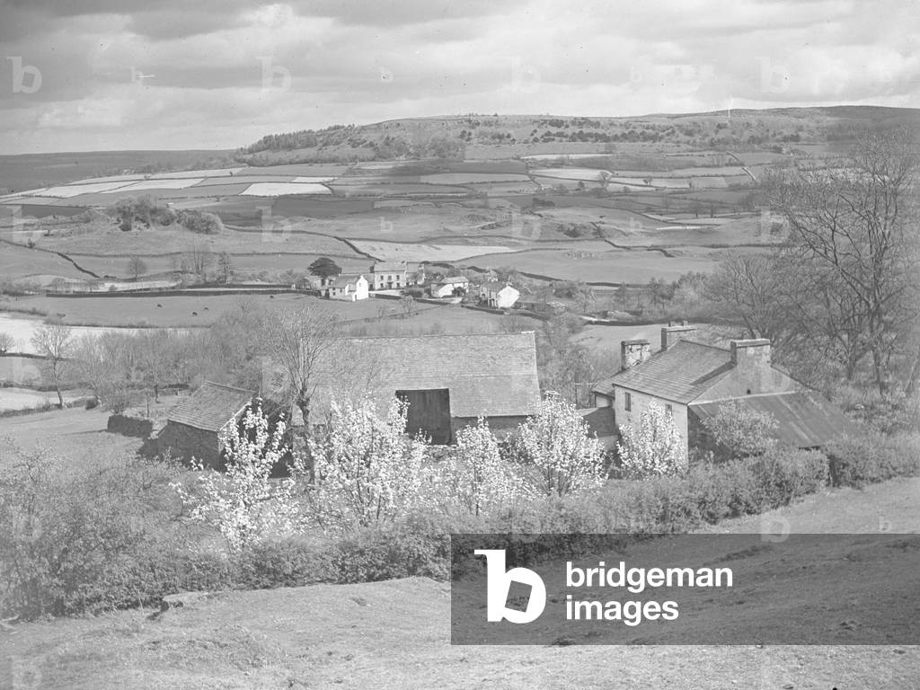 A view across a farm and farmland in the Winster Valley, 1930s-60s (b/w photo)