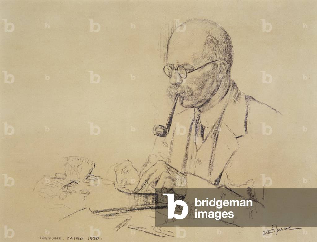 Image of Drawing depicting Arthur Ransome in Cairo, 1930 by Violet Trefusis, b/w