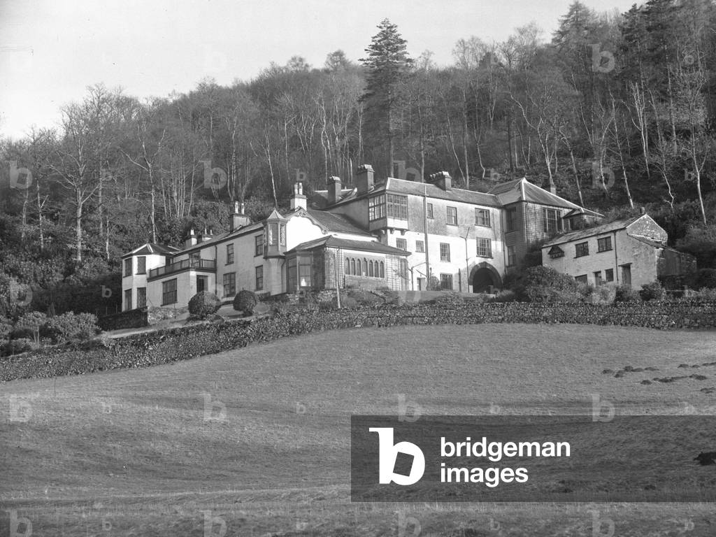 View of the exterior of Brantwood, 1930s-60s (b/w photo)