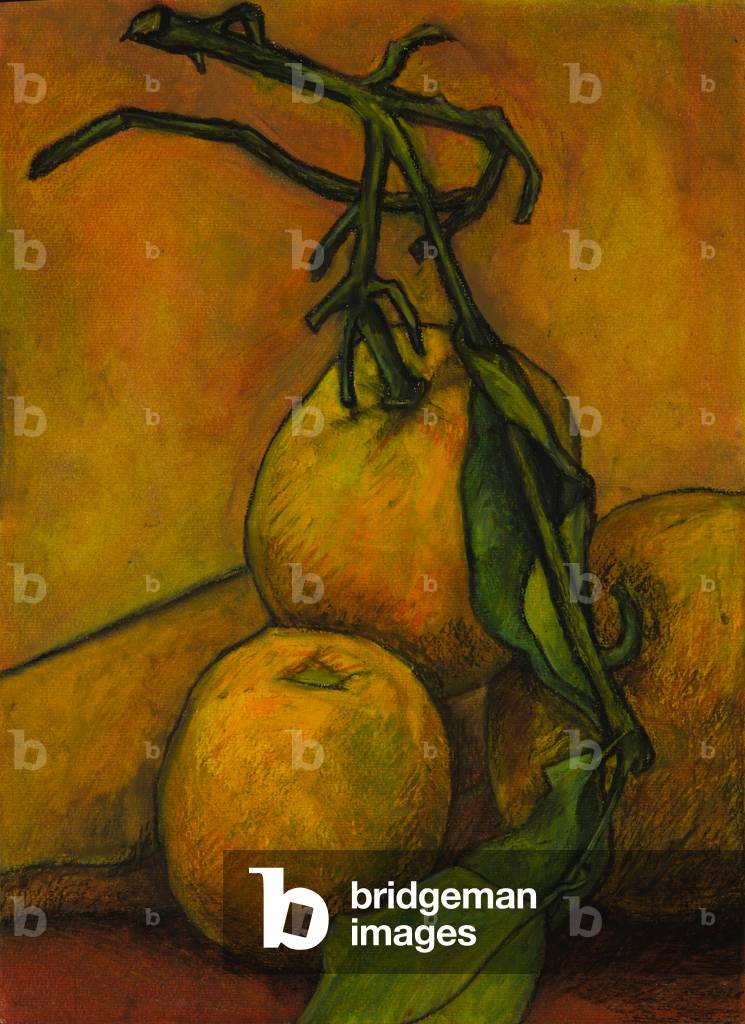 Still life in orange, 2008 (oil pastel on paper)