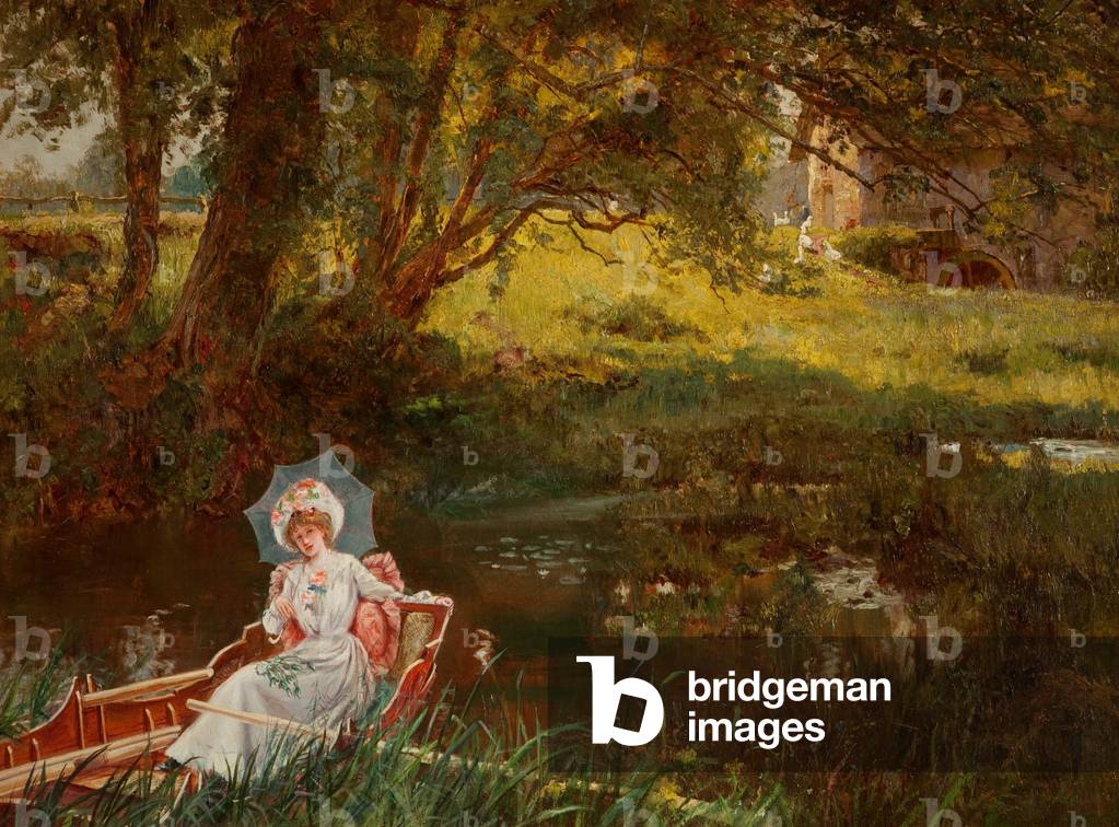 Lady in a Punt (oil on canvas)