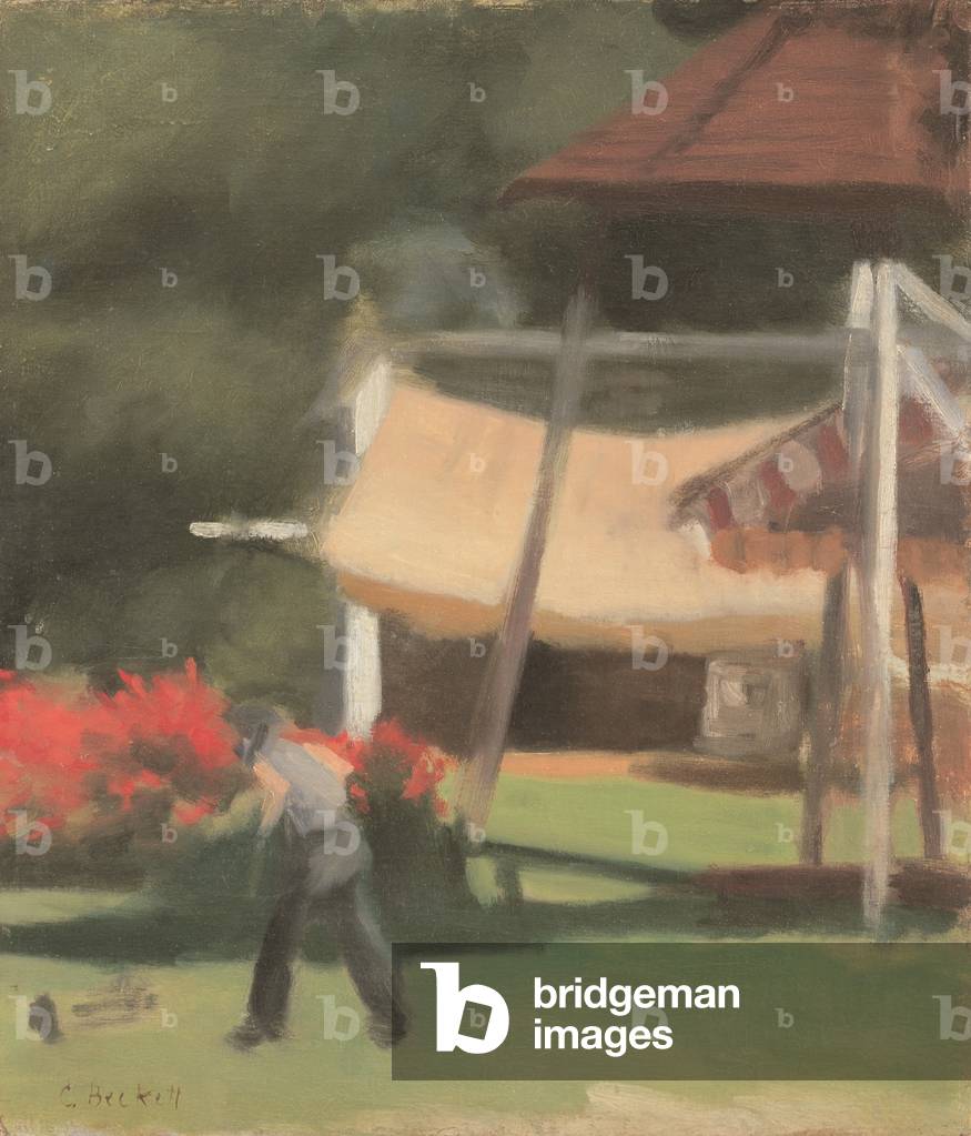 Hawthorn Tea Gardens, c.1933 (oil on canvas on pulpboard)
