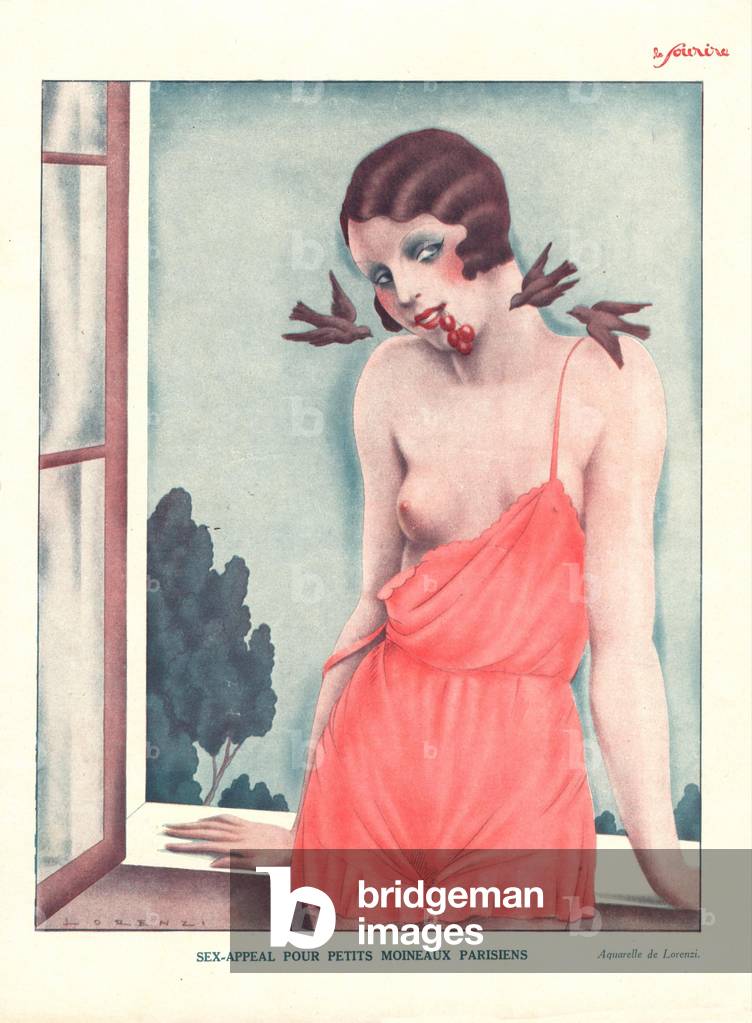 Sex-appeal pour petits moineaux Parisiens, Illustration von 'Le Sourire', 1920er Jahre (Farblitho)