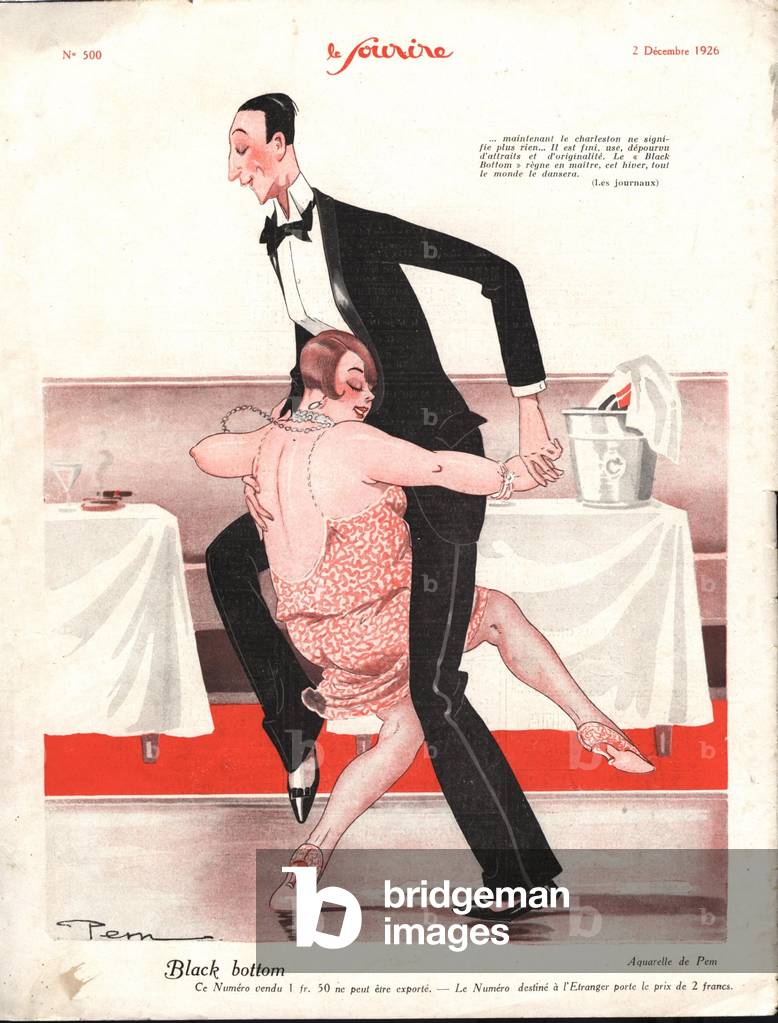 Nero fondo, illustrazione da 'Le Sourire ', dicembre 1926 (colore lito)