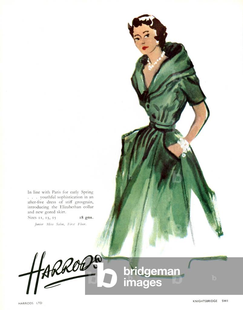 Harrods Magazine Advert, 1951 (colour litho)