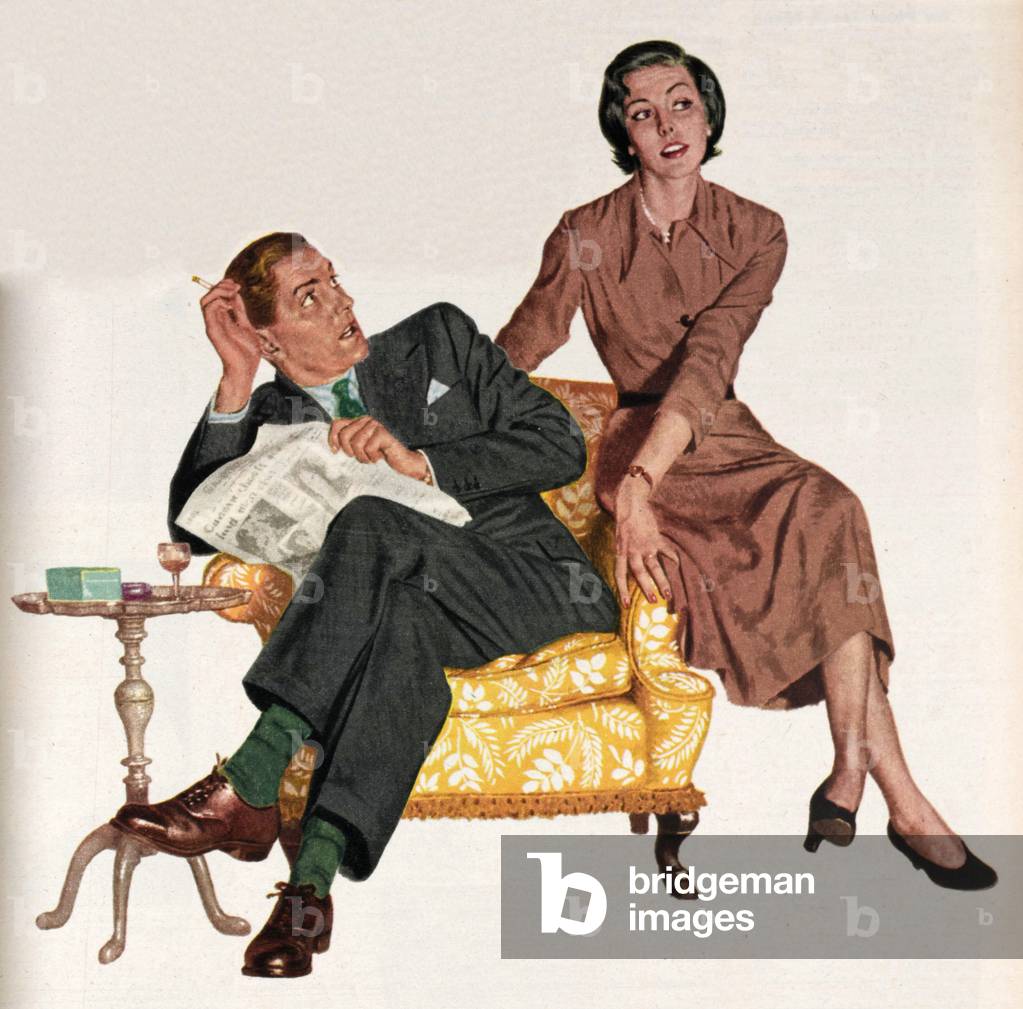 Illustration from a women's magazine, 1950 (colour litho)