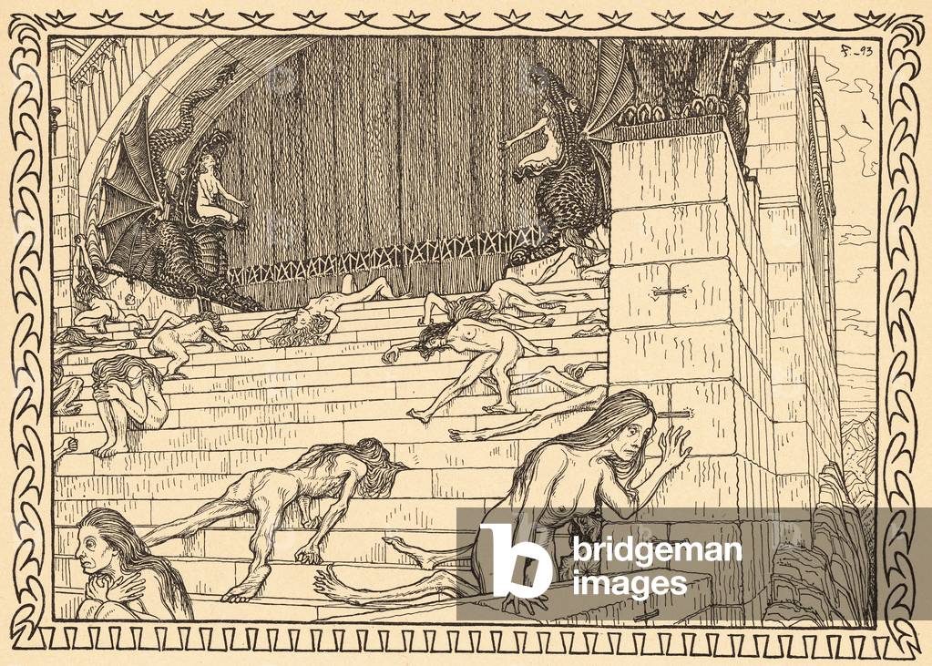 Vor dem Tempel der Tat, Plate 7, du portefeuille “Lebenszeichen”, pub. 1908 à Berlin de Fritz Heyder Verlag