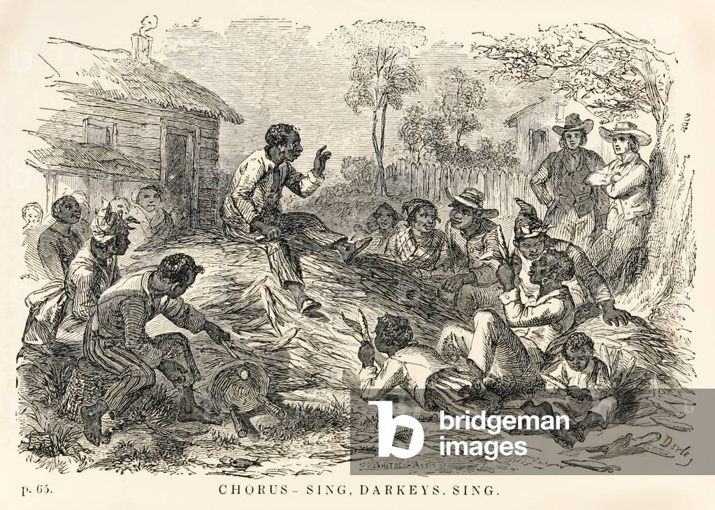 Chorus-Sing, Darkeys, Sing illustration from Uncle Toms Cabin Contrasted with Buckingham Hall by Robert Criswel