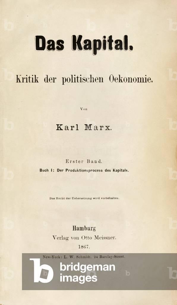 Title page of 'Das Kapital. Kritik der politischen Oekonomie' (Book 1) by Karl Marx published in 1867