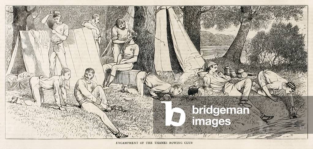 Encampment of the Thames Rowing Club. from Sketches from a steam launch at Henley Regatta published in July 1878