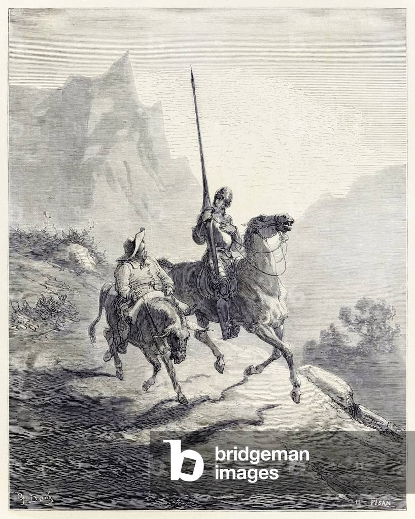 illustration for Don Quixote novel, 19th century (engraving)