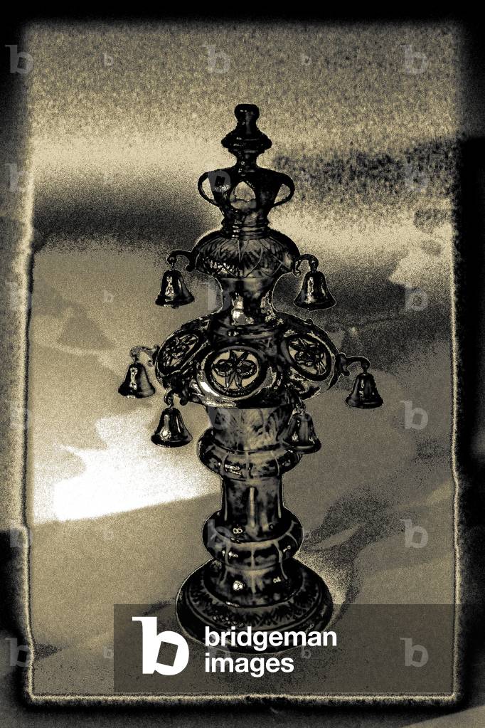 Silver Torah Handle, 2015 (repainted photograph)