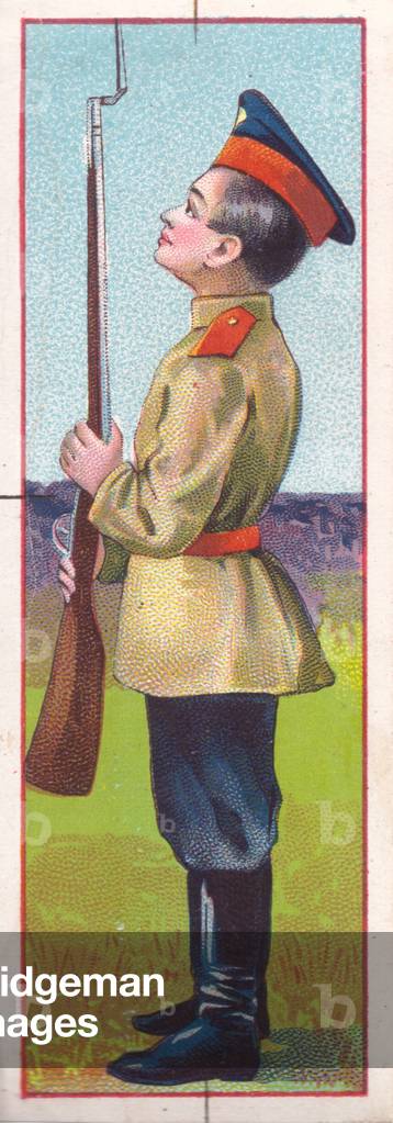 Boy in soldier's uniform, 1900s (colour litho)