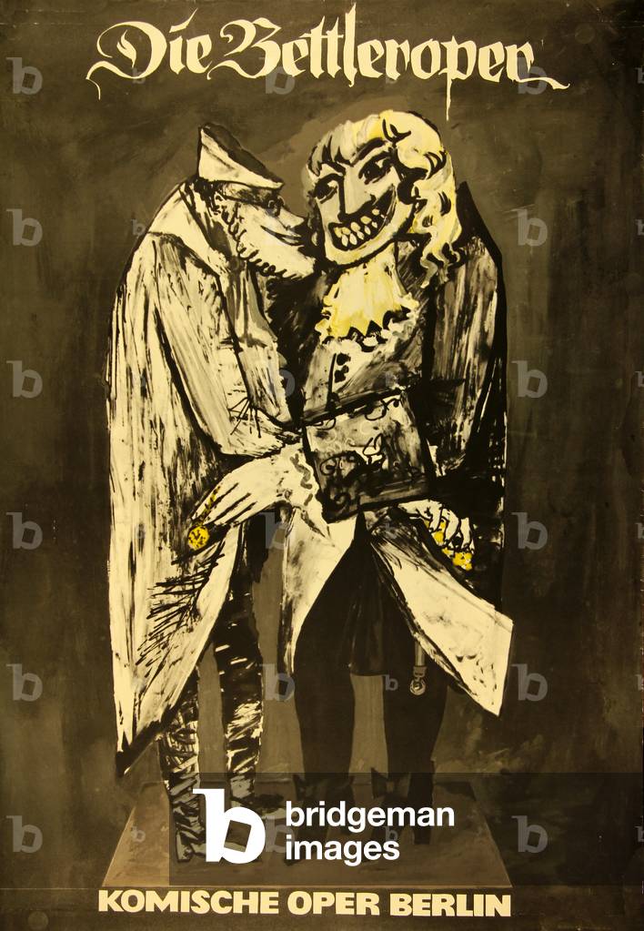 'Beggar's Opera'. Bertolt Brecht. Poster for the performance at the Komische Oper, Berlin.(Die Bettleroper), 1970s (colour litho)
