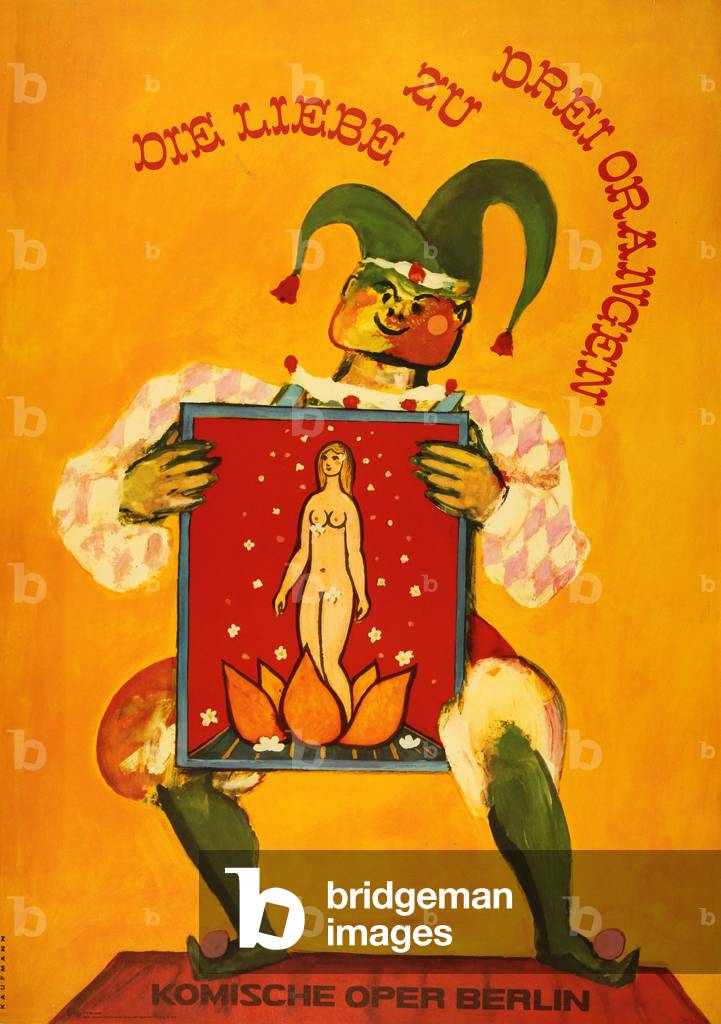 'Love for Three Oranges', '(L'amour des trois oranges)', opera by Sergey Prokofiev, 1970s (poster)