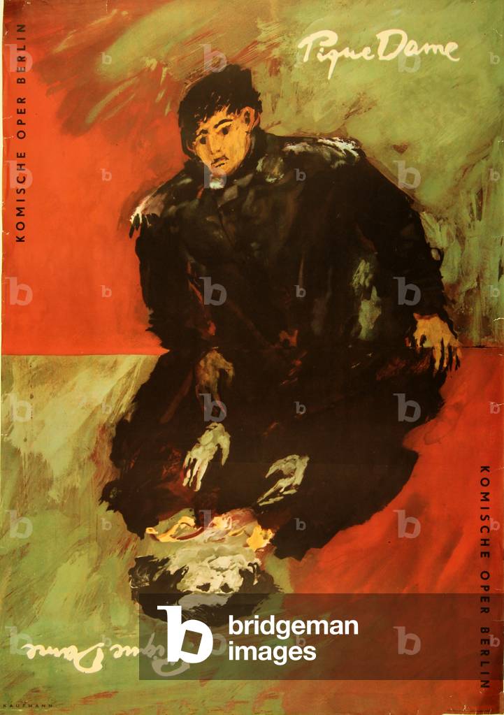 'Queen of Spades' by Pyotr Ilyich Tchaikovsky. Poster for the performance at the Komische Oper Berlin (Pique Dame.), 1960s (colour litho)