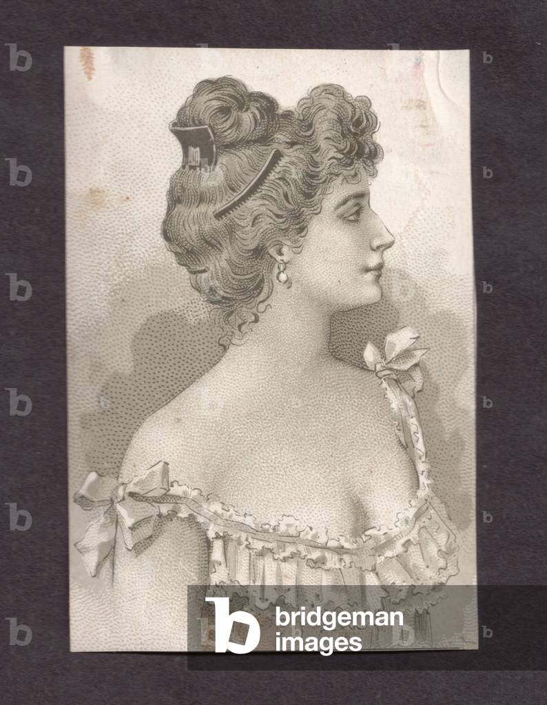 Portrait of a woman, 1900s (colour litho)