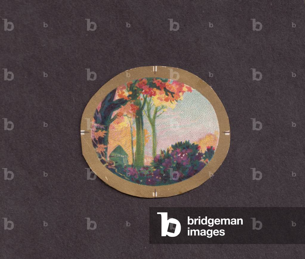 Landscape vignette, 1900s (colour litho)
