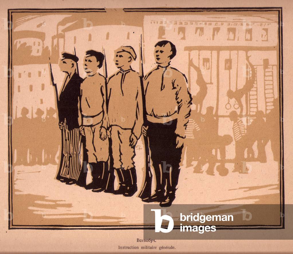 Universal Military Training (Instruction militaire generale), 1921 (linocut)