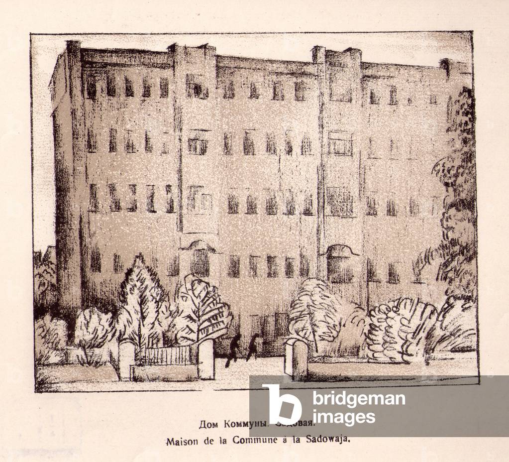 The house of the Commune on Sadovaya St (Maison de la Commune a la Sadowaja), 1921 (lithograph)