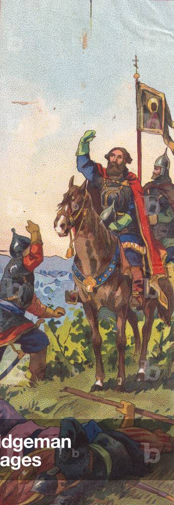 Soldiers on horseback, 1900s (colour litho)