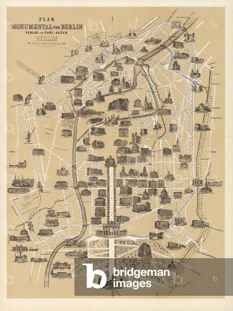 Map of Berlin, published by Carl Glueck Verlag, Berlin, 1860 (colour litho)