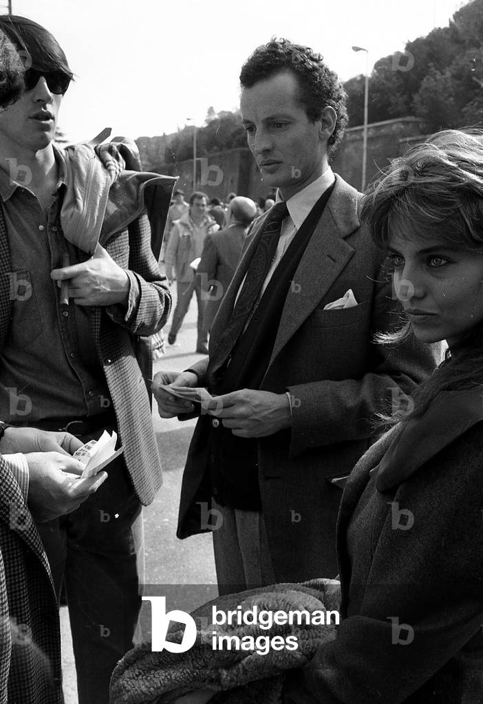 1990'S Rome, Edoardo Agnelli Arrives at the Olimpico Stadium with A Group of Friends For Roma Juventus Football Match (b/w photo)