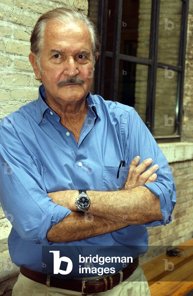 06/2004. Troisième festival de littérature à la Basilique de Massenzio. Portrait de Carlos Fuentes Photo Frassinetti.
