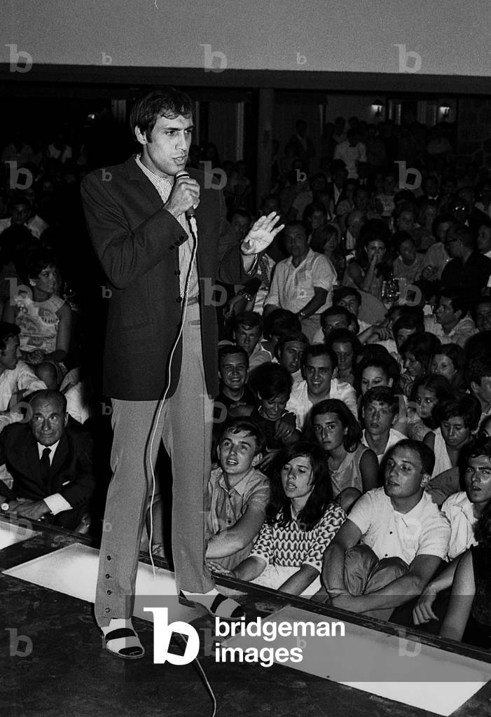 1965 About, Rome, Singer Adriano Celentano Performs at Piper Club (b/w photo)