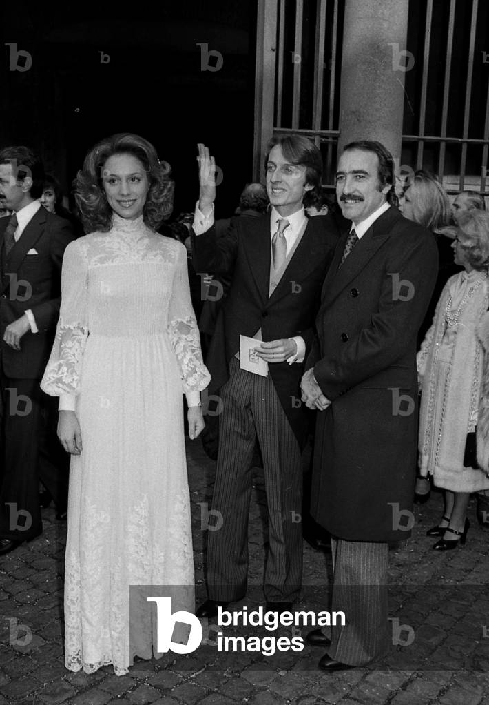 1975 Rome, Marriage Between Luca Cordero Di Montezemolo And Sandra Monteleoni in the Church of San Giorgio Al Velabro (b/w photo)