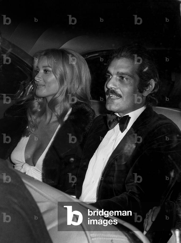 1969 Rome, Actress Barbara Bouchet And Actor Omar Sharif (b/w photo)