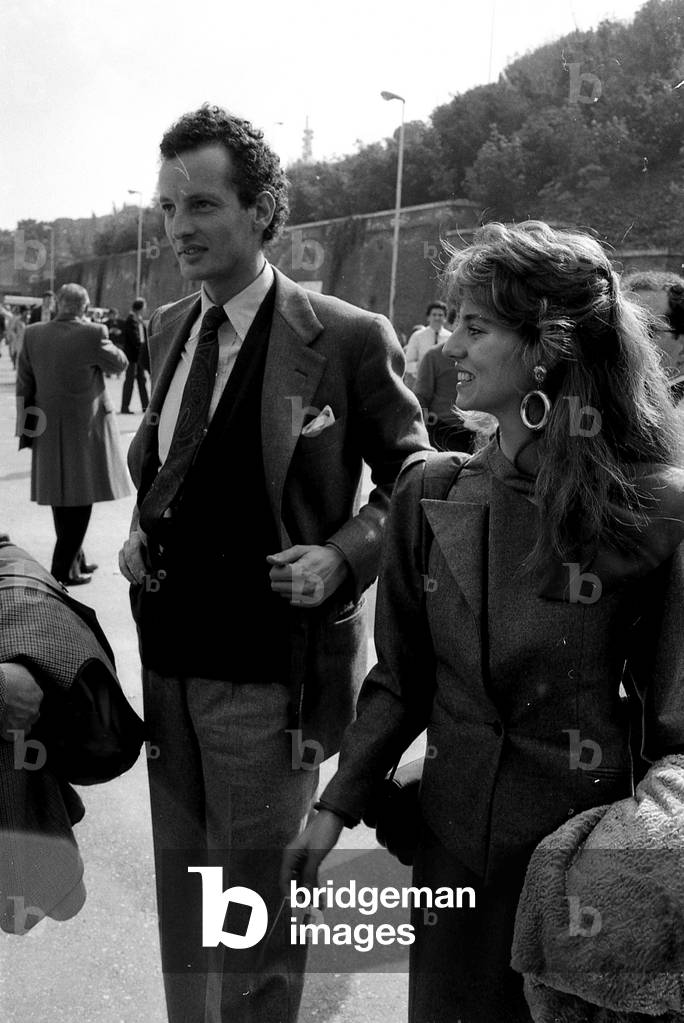 1990'S Rome, Edoardo Agnelli at the Olimpico Stadium For Roma Juventus Football Match (b/w photo)