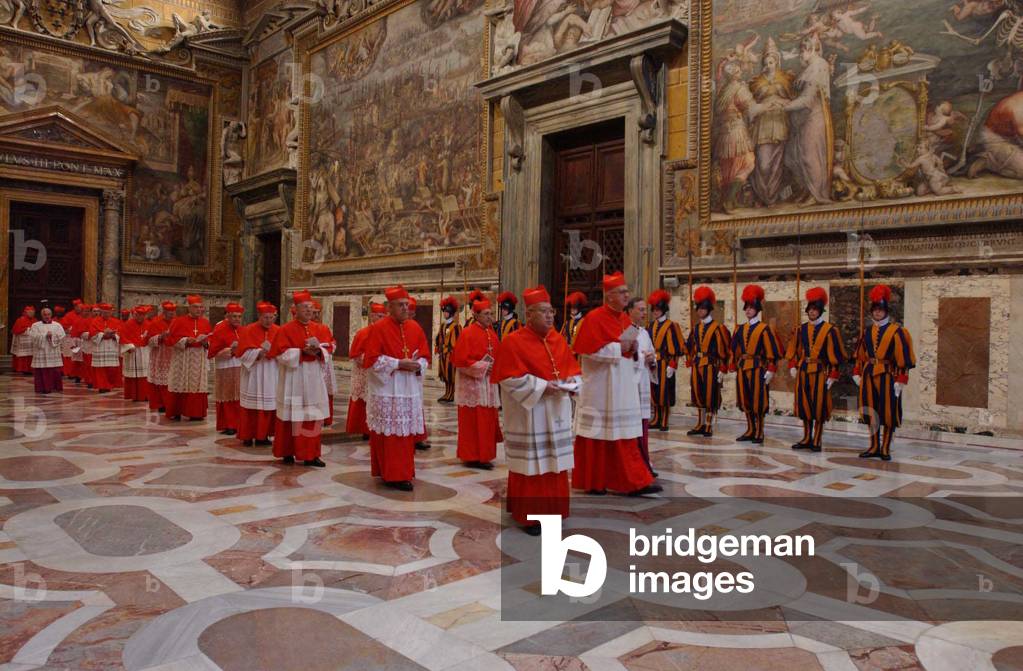 18/04/2005, les cardinaux se reunissent en conclave dans la chapelle Sixtine pour elire un nouveau Pape./Vatik