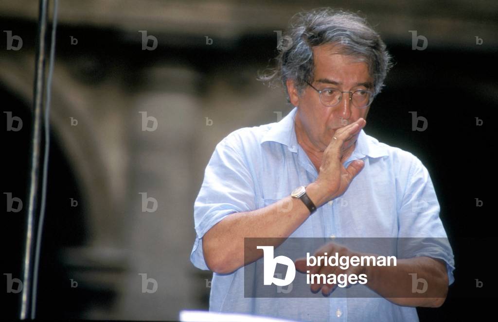 1996, portrait du compositeur Luciano Berio au palazzo Spada pendant les repetitions. Photo Scalfari