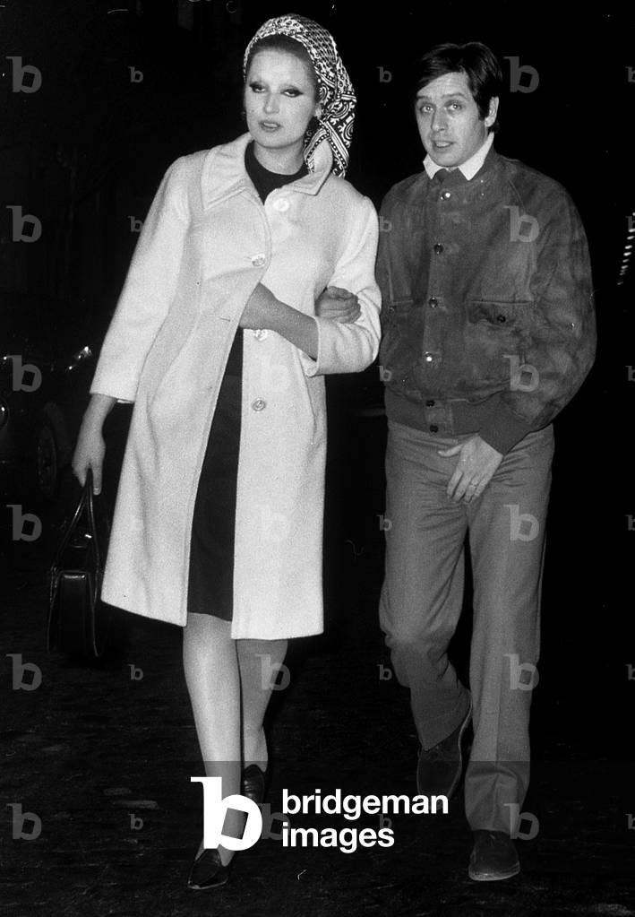 1960'S Rome, Singer Mina And her Partner Corrado Pani (b/w photo)
