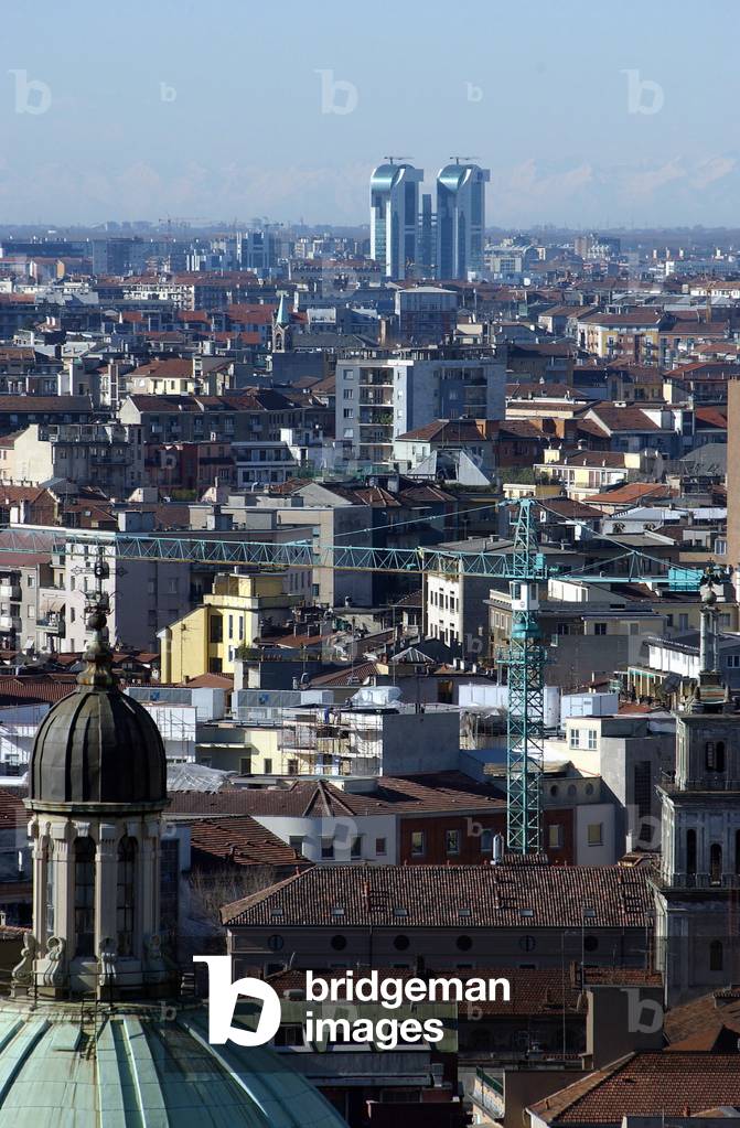 06/02/2003. Vue de la ville de Milan depuis la Terrazza Martini