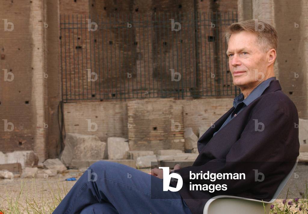 06/2004. Troisième festival de littérature à la Basilique de Massenzio. Portrait de Jean Marie G. Le Clézio. Photo Frassinetti.