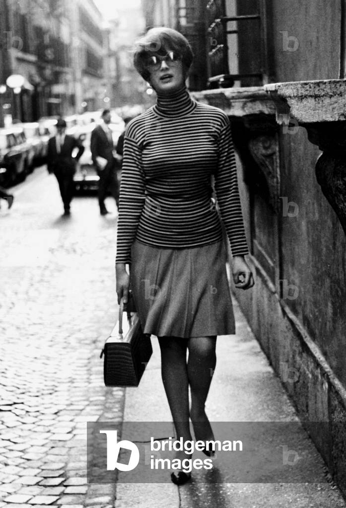 1966 About, Rome, Singer Mina in Via Del Corso (b/w photo)