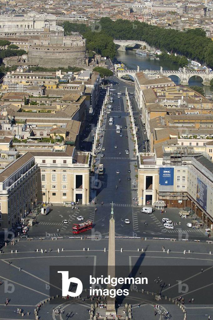 10/07/2005, vue de la place Saint Pierre de Rome, de la via de la Conciliazione, du pont sant'Angelo, du pont Umberto I, du Castel sant'Angelo, du palais de justice Photo Frassineti ©AGF/Leemage



FOTO DI MIMMO FRASSINETI/AGF