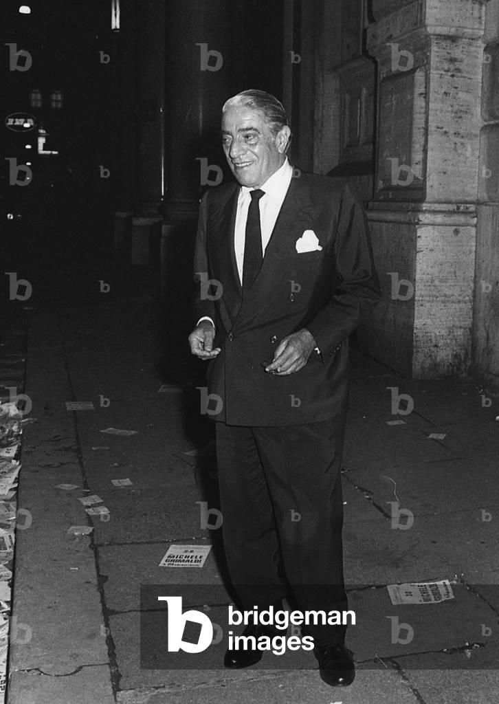 1968 About, Rome, the Greek Shipowner Aristotle Onassis in Via Veneto (b/w photo)