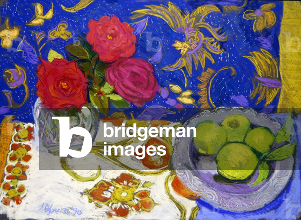Roses and Granny Smiths, 1990 (pastel on paper)