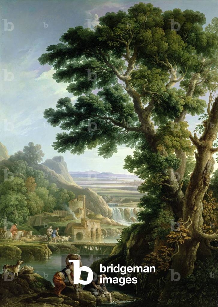 A Landscape in Latium with Washerwomen (oil on canvas)