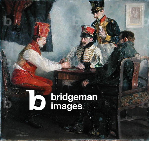 At the Card Table (oil on canvas)