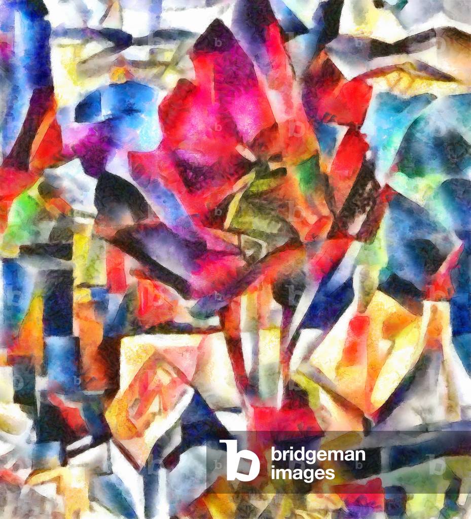 The red tree in the middle of town, 2017 (mixed media)