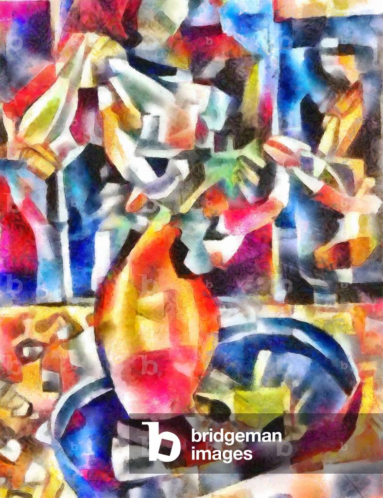 Fading flowers in a bottle, 2017 (mixed media)