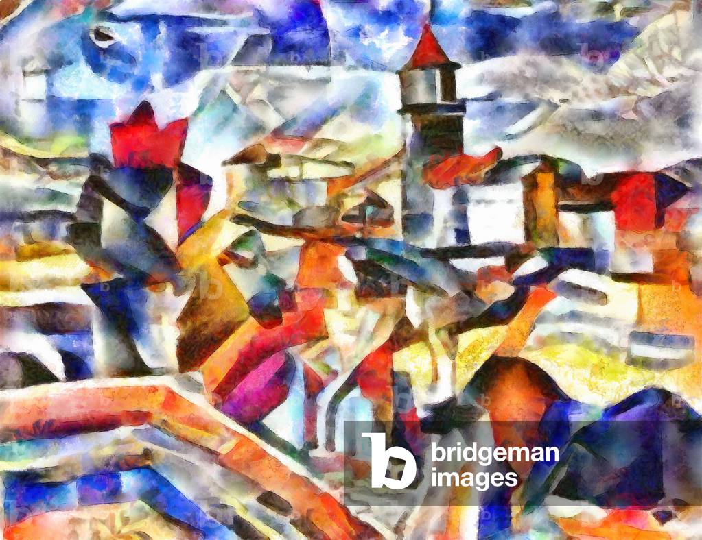 City on the river, 2017 (mixed media)