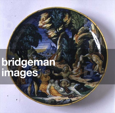 Dish depicting the story of Narcissus from the workshop of Francesco Durantino, 16th century (maiolica)